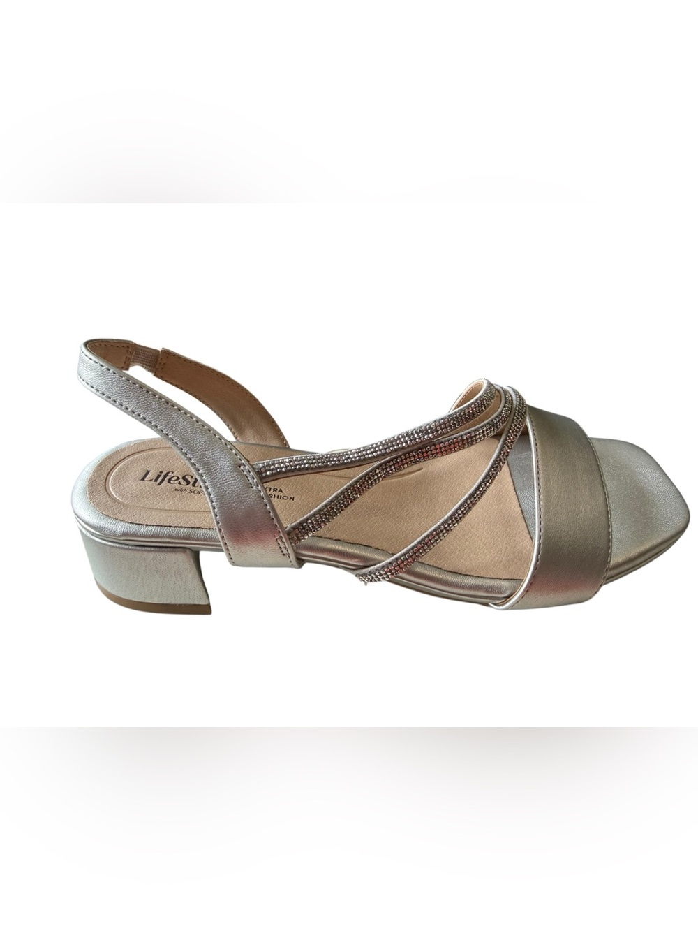 NIB LifeStride Joy Silver Rhinestone Heels 7.5W